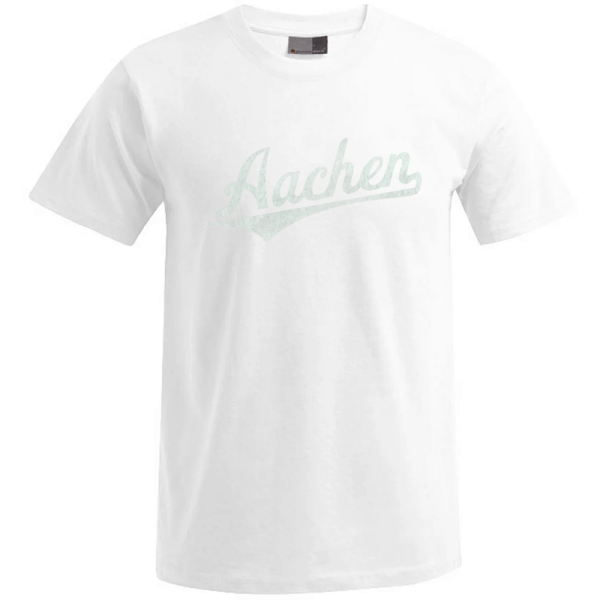 Aachen Unisex T-Shirt, Farbe weiß, Flock Schriftzug weiß