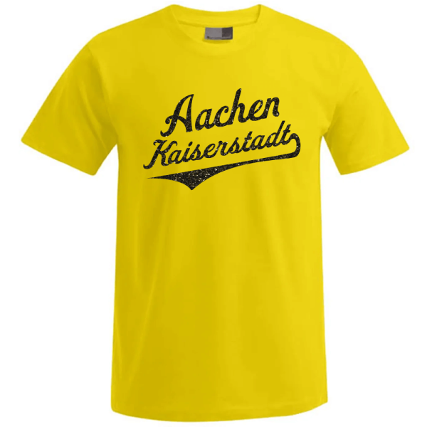 Aachen Kaiserstadt Unisex T-Shirt, Farbe gold, Glitzer Schriftzug schwarz