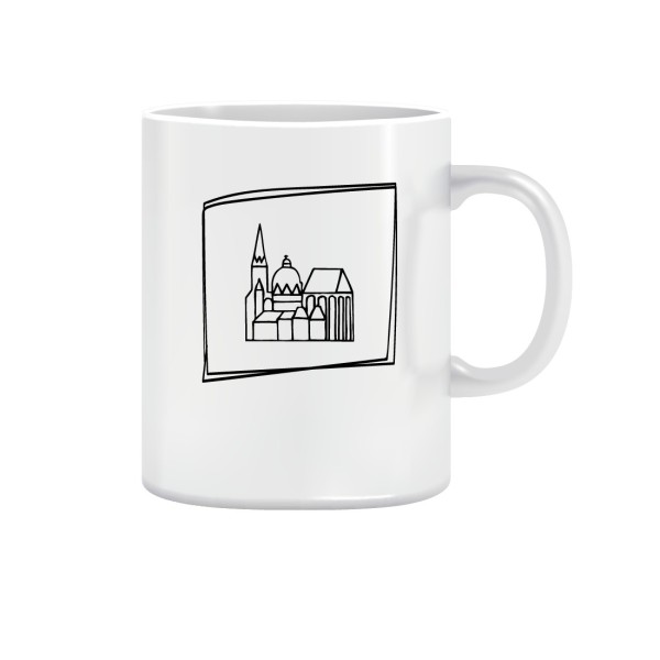 "Öcher Dom Strichzeichnung" - Tasse