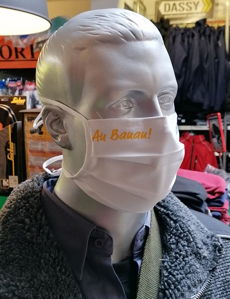 Behelfsmaske "Au Banan" Farbe weiß mit Bindeband