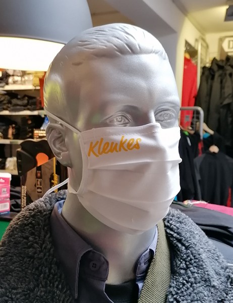 Behelfsmaske "Klenkes" Farbe weiß mit Bindeband