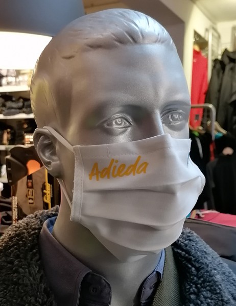 Weiße Behelfsmaske "Adieda" | mit Gummizug & Nasensteg | BW