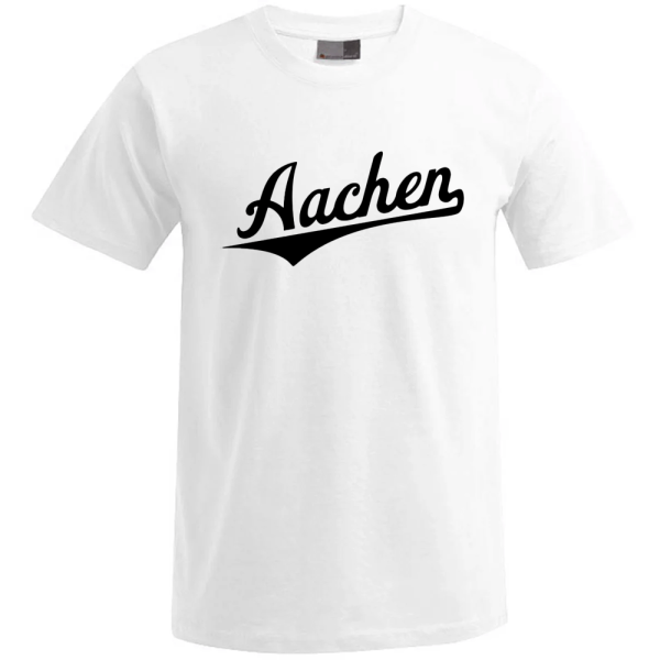 Aachen Unisex T-Shirt, Farbe weiß, Schriftzug schwarz