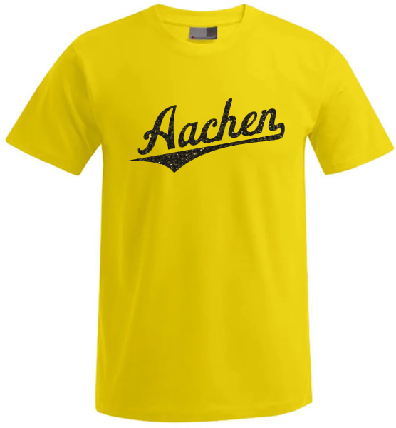 Aachen Unisex T-Shirt, Farbe gold, Glitzer Schriftzug schwarz