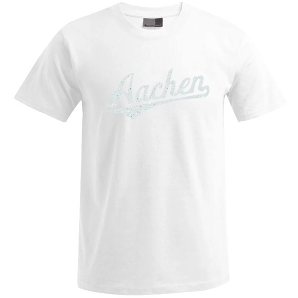 Aachen Unisex T-Shirt, Farbe weiß, Giltzer Schriftzug weiß